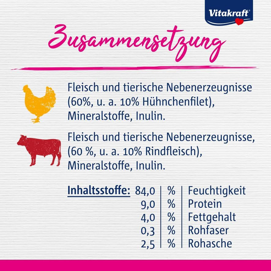 Vitakraft Poésie Délice, Country Selection, Nassfutter Katze, Katzennassfutter Gelee, con pollo, con manzo (1 confezione da 6x 85 g)