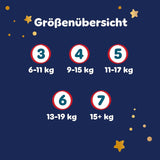 I pannolini Pampers Night Pants taglia 6, 138 pezzi, 13kg-19kg, forniscono una protezione extra per tutta la notte.