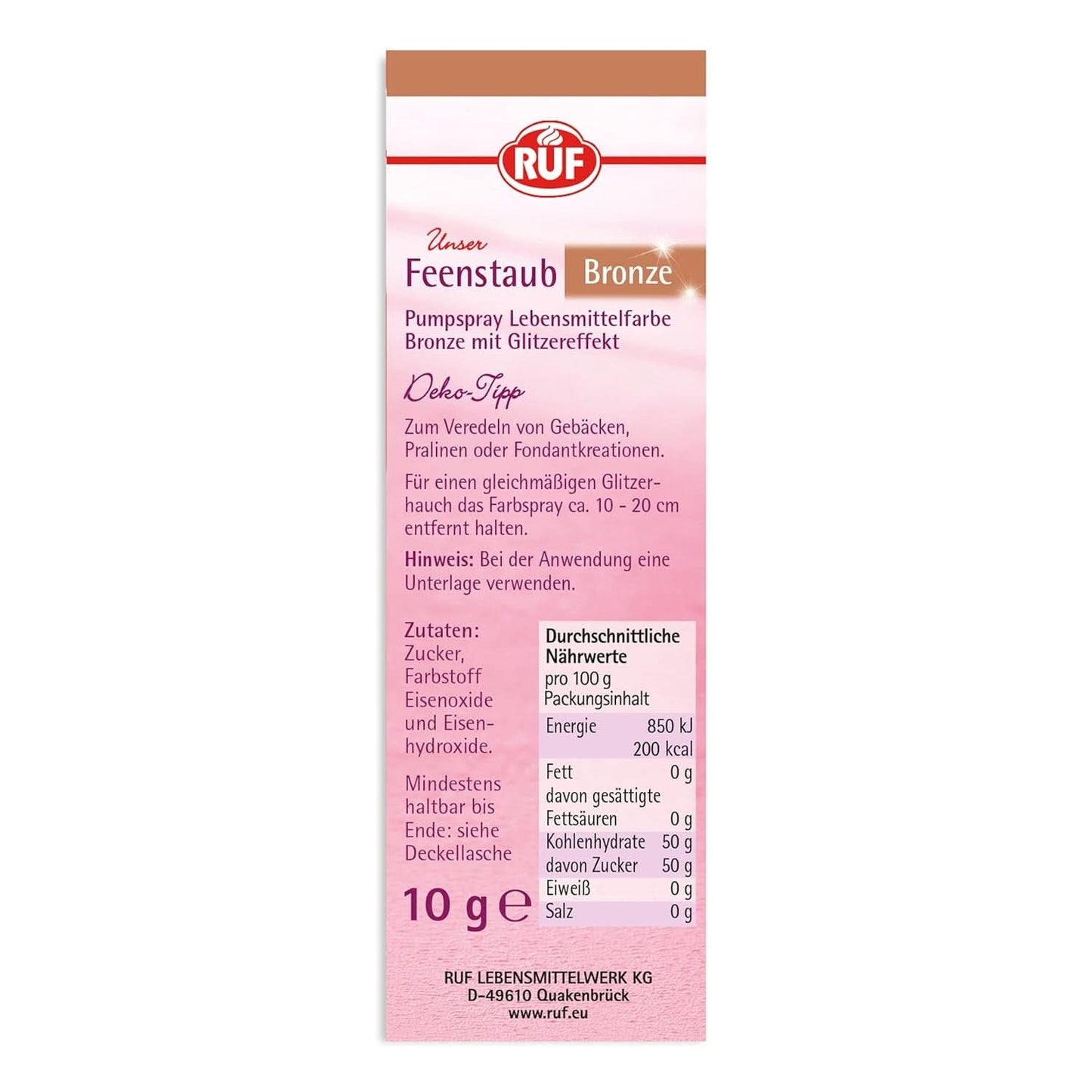 RUF Fairy Dust polvere glitter commestibile in un flacone spray a pompa da 10 grammi spruzza Naty Shop