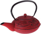 – Set da tè Drago cinese – 1 teiera, 4 tazze in ghisa e colino da tè – Capacità 0,8 l – Decorazione asiatica giapponese – Idea regalo per stoviglie giapponesi – Colore rosso