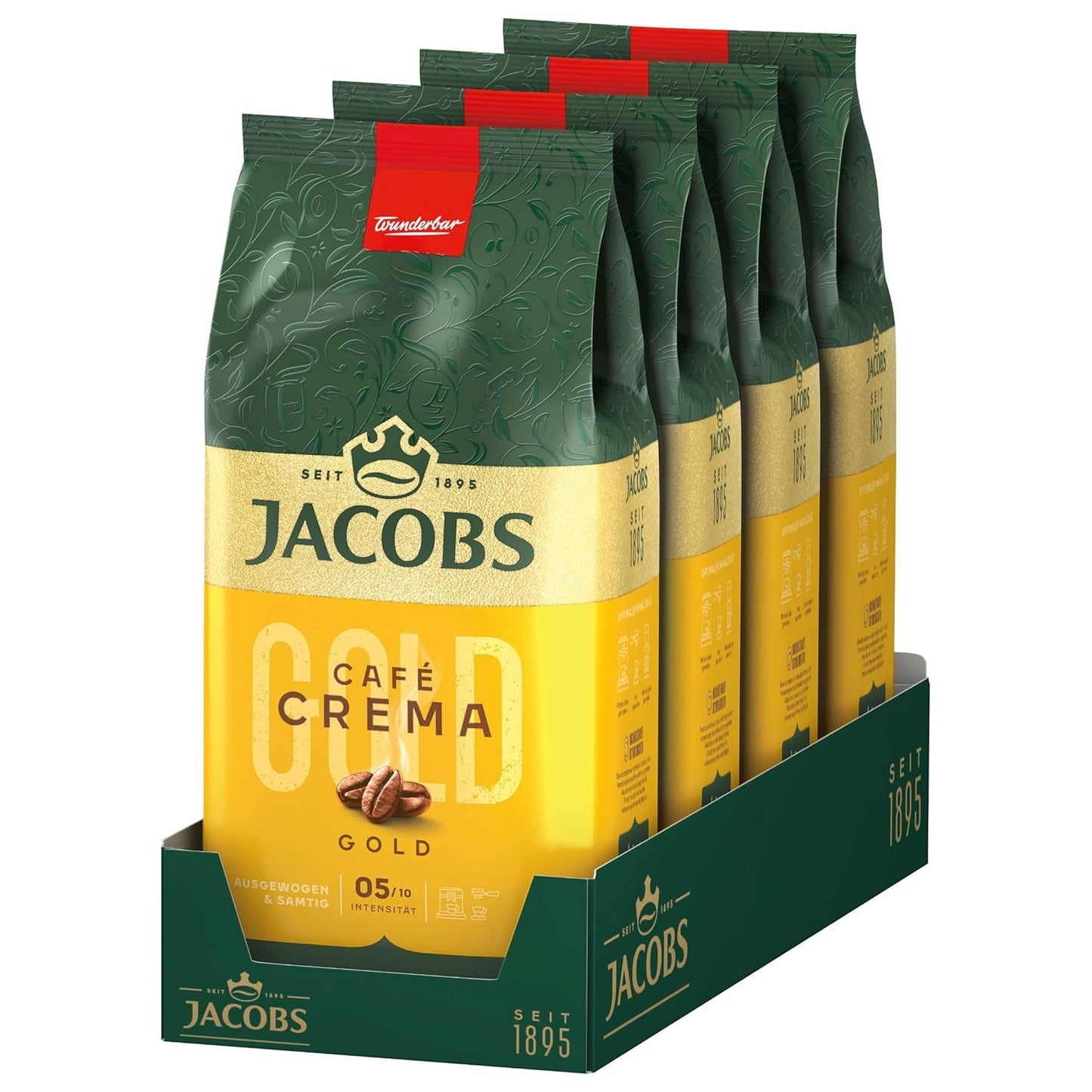 Jacobs Expert Roast Cafe Crema Gold, Caffè in grani interi (4 x 1 kg)