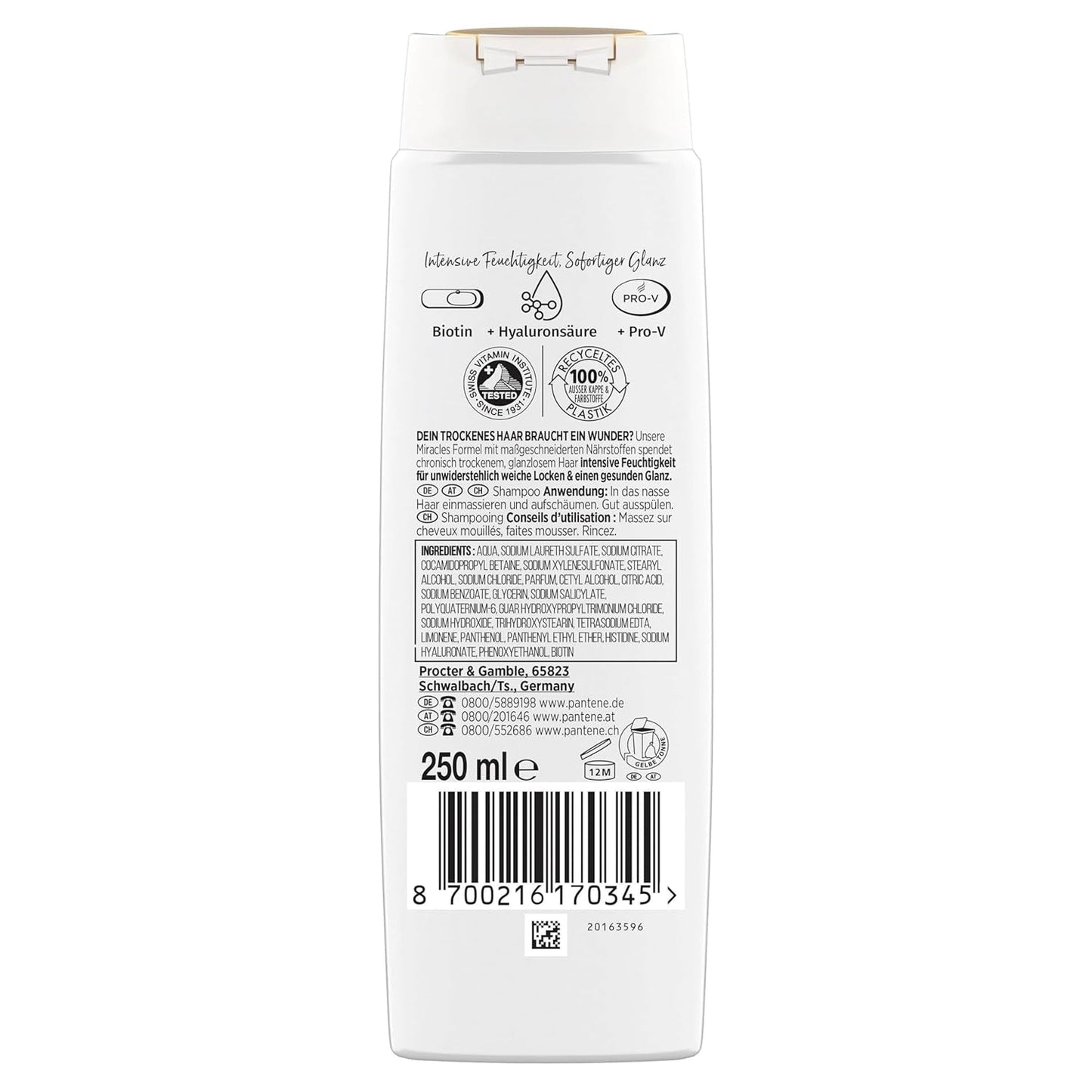 Shampoo idratante Pantene Pro-V Hydra Glow con biotina per capelli secchi e danneggiati Doccia e bagno Pantene