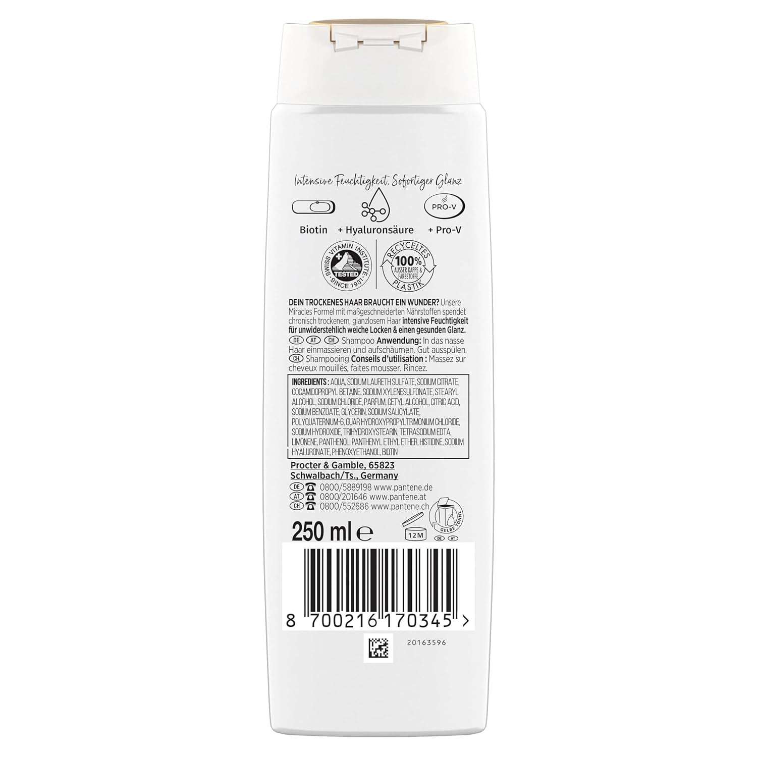 Shampoo idratante Pantene Pro-V Hydra Glow con biotina per capelli secchi e danneggiati Doccia e bagno Pantene