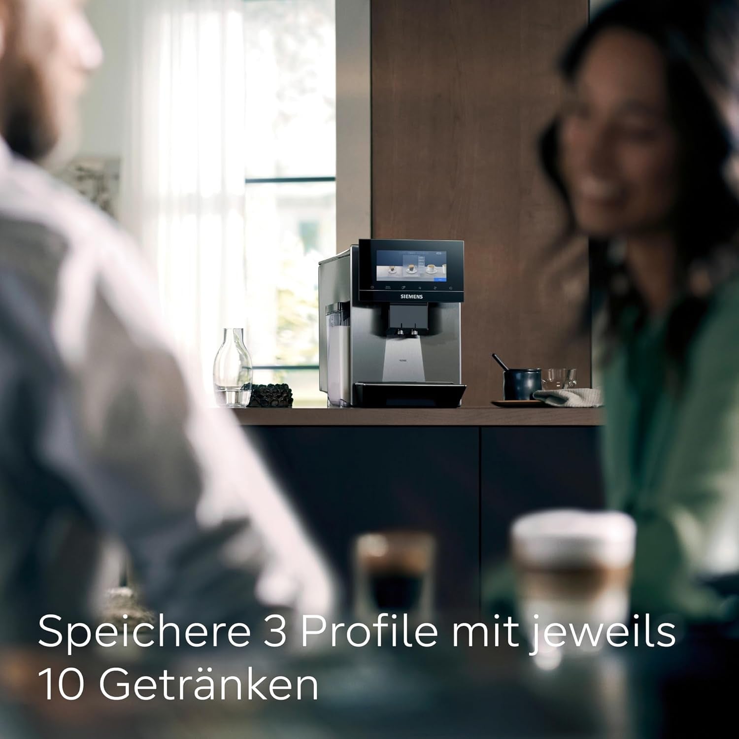Siemens EQ900 TQ903D03 Macchina per caffè espresso automatica, Controllo app, Display touch intuitivo, Modalità Barista, AromaBoost, Riduzione del rumore, Macinacaffè Premium, Pulizia automatica a vapore, 1500 W, Acciaio inossidabile