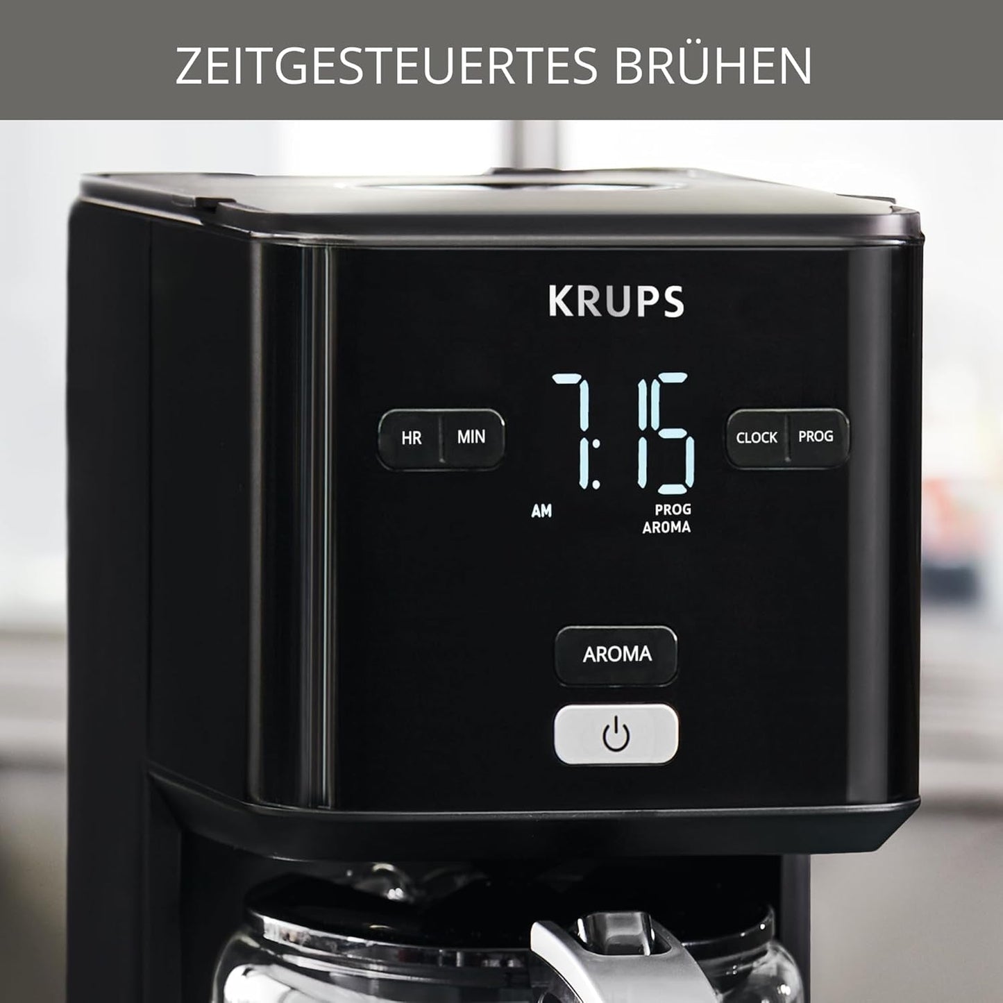 Macchina da caffè Krups Smart'n Light con timer, per 1,25 litri di caffè filtro, funzione di mantenimento in caldo, spegnimento automatico, nero, KM600810