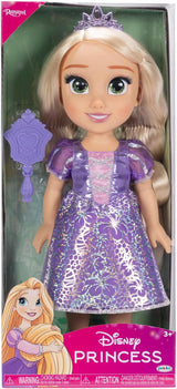 Disney Princess Rapunzel bambola da 35 cm, occhi riflettenti glitterati, articolazioni mobili, vestito staccabile, scarpe, corona, lunghi capelli biondi, per ragazze dai 3 anni in su