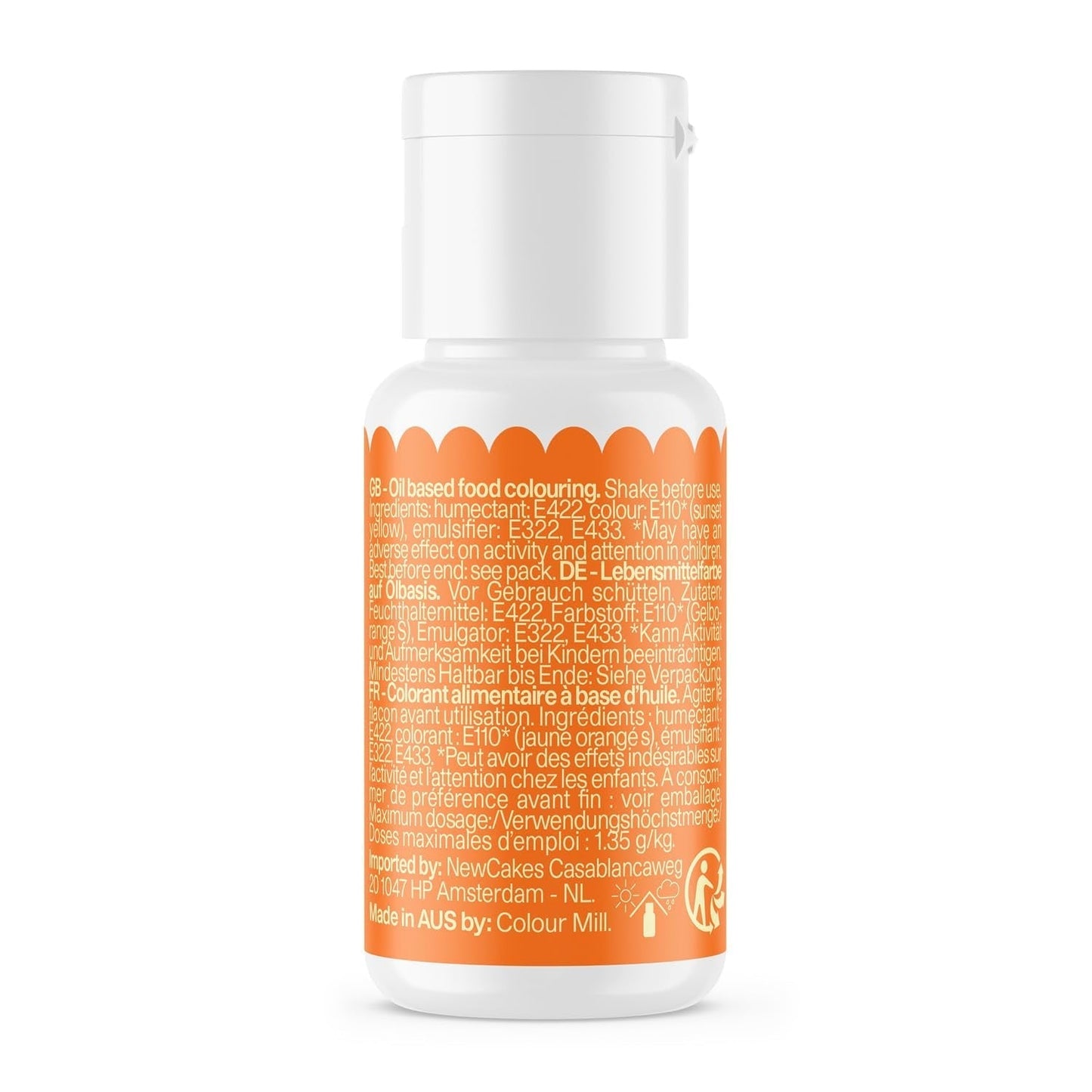 Colorante alimentare a base di olio di arancia Color Mill - Colorante alimentare per cioccolato, fondente, muffin, torte, dolci, amaretti - Colorante alimentare per decorare torte - 100 ml