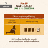 IAMS Naturally Senior Alimento umido in salsa - Alimento umido di alta qualità a base di carne e pesce per gatti anziani, Collezione Land & Sea, 12 x 85g