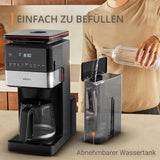 KRUPS Grind Aroma XL Macchina per caffè espresso, Macinino conico rimovibile, Pannello di controllo digitale, Capacità XL (1,5 L), Funzione Mantieni caldo, Caraffa in vetro, Nero/Acciaio inossidabile, KM842810