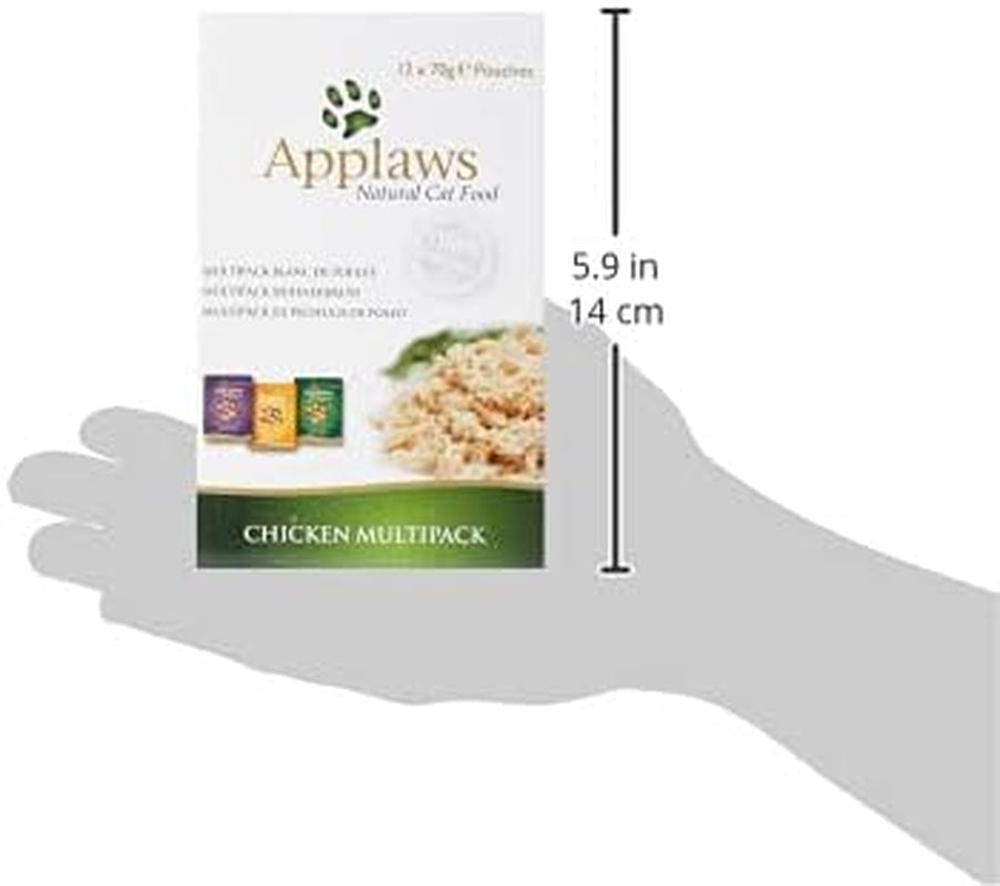 Applaws Premium Natural Cibo umido per gatti, Selezione di Pollo in Zuppa Bustine Porzionate da 70 g (12x70 g)