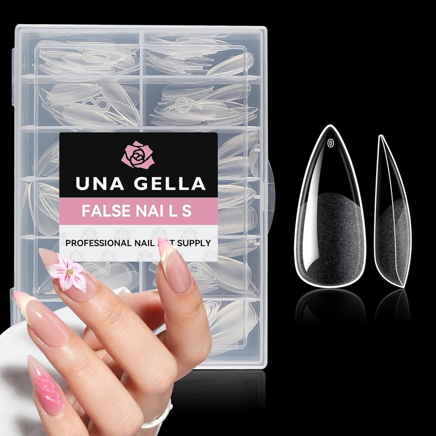 Punte per unghie in gel ballerina 216 pezzi 12 dimensioni Punte per unghie in gel morbido Copertura completa Set di estensioni per unghie Semi opaco Fai da te Home Art