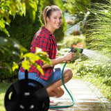 Avvolgitubo Relaxdays, per tubo da 30 m 1/2", acciaio, plastica, portagomma, HL: 38 x 42 x 31 cm, nero-grigio