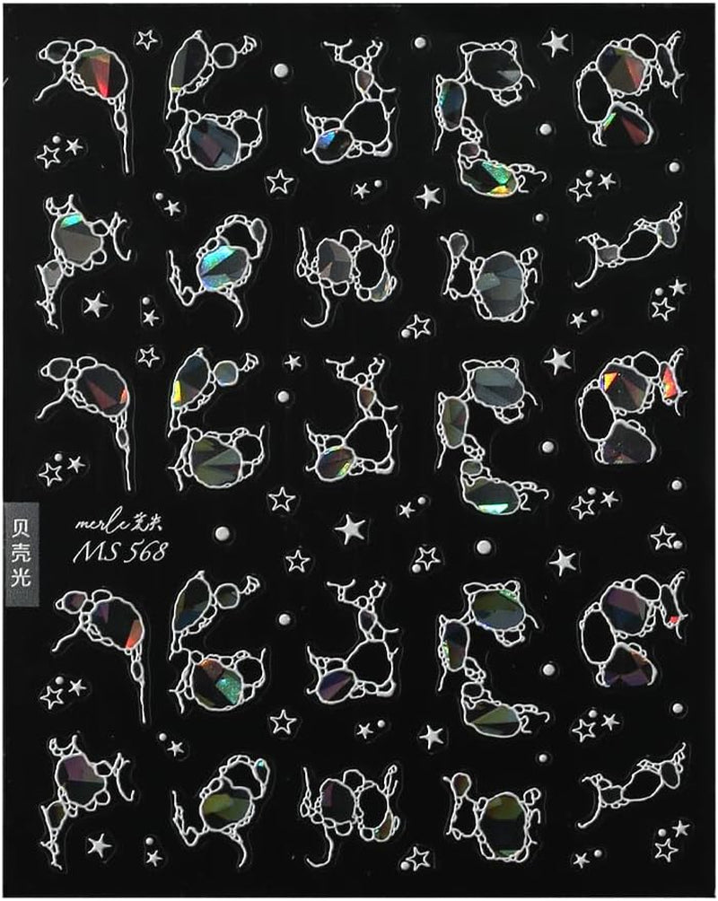 Adesivi per unghie glitter Onde d'acqua estive Nail art stellato Fantasia Onde di acqua di mare Disegni per unghie Adesivi per unghie Onde di acqua di mare Accessori per unghie Nail art