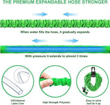 Tubo Da Giardino Magic Tubo Flessibile Estensibile con Raccordi da 1,9 cm 1,27 cm Ugello Spruzzatore a 8 Funzioni Blu o Verde 15 m