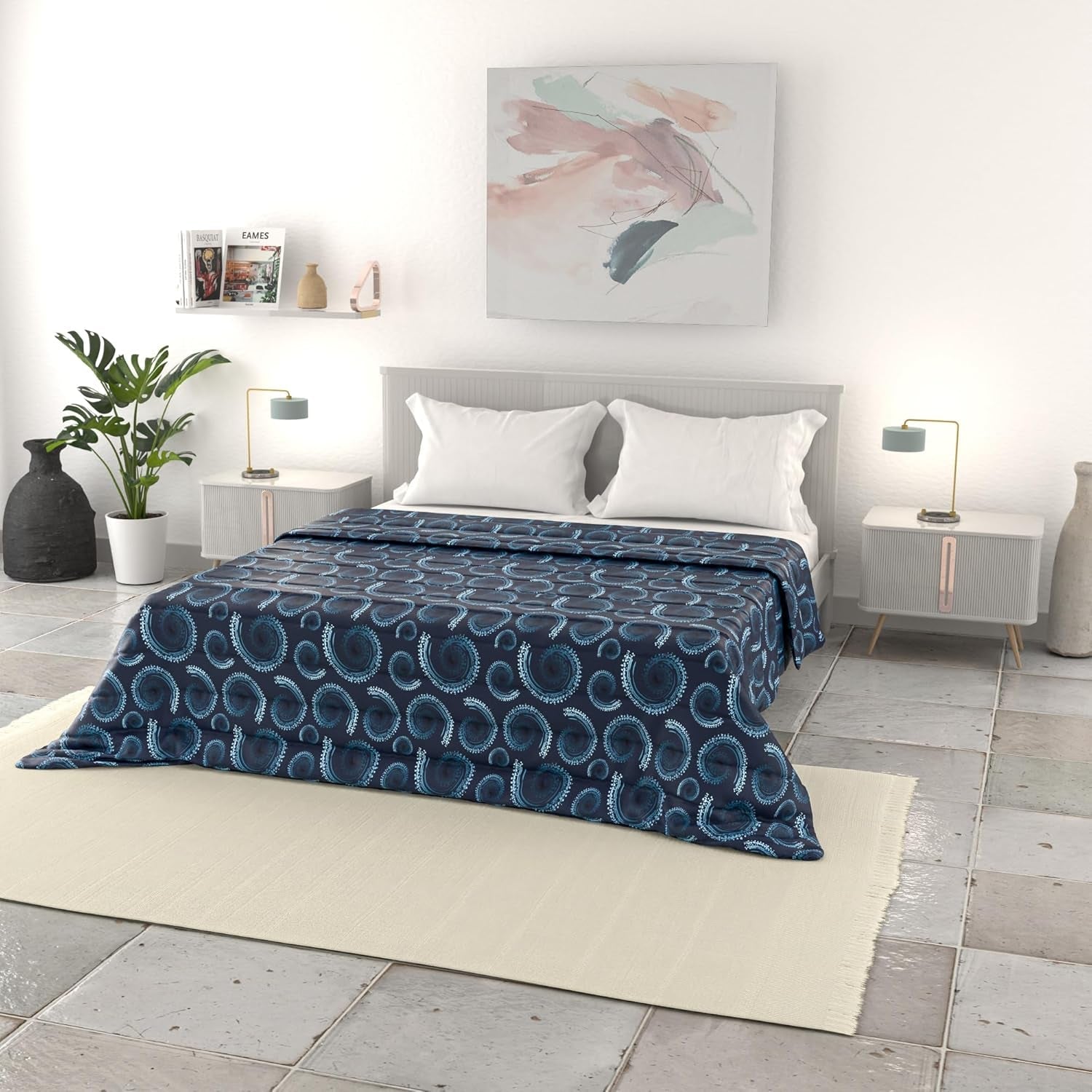 Biancheria da letto italiana trapunta basic estiva, microfibra stampata, 250X240Cm, Trapunte e Trapunte a cerchio Naty Shop Vortex 250X240Cm