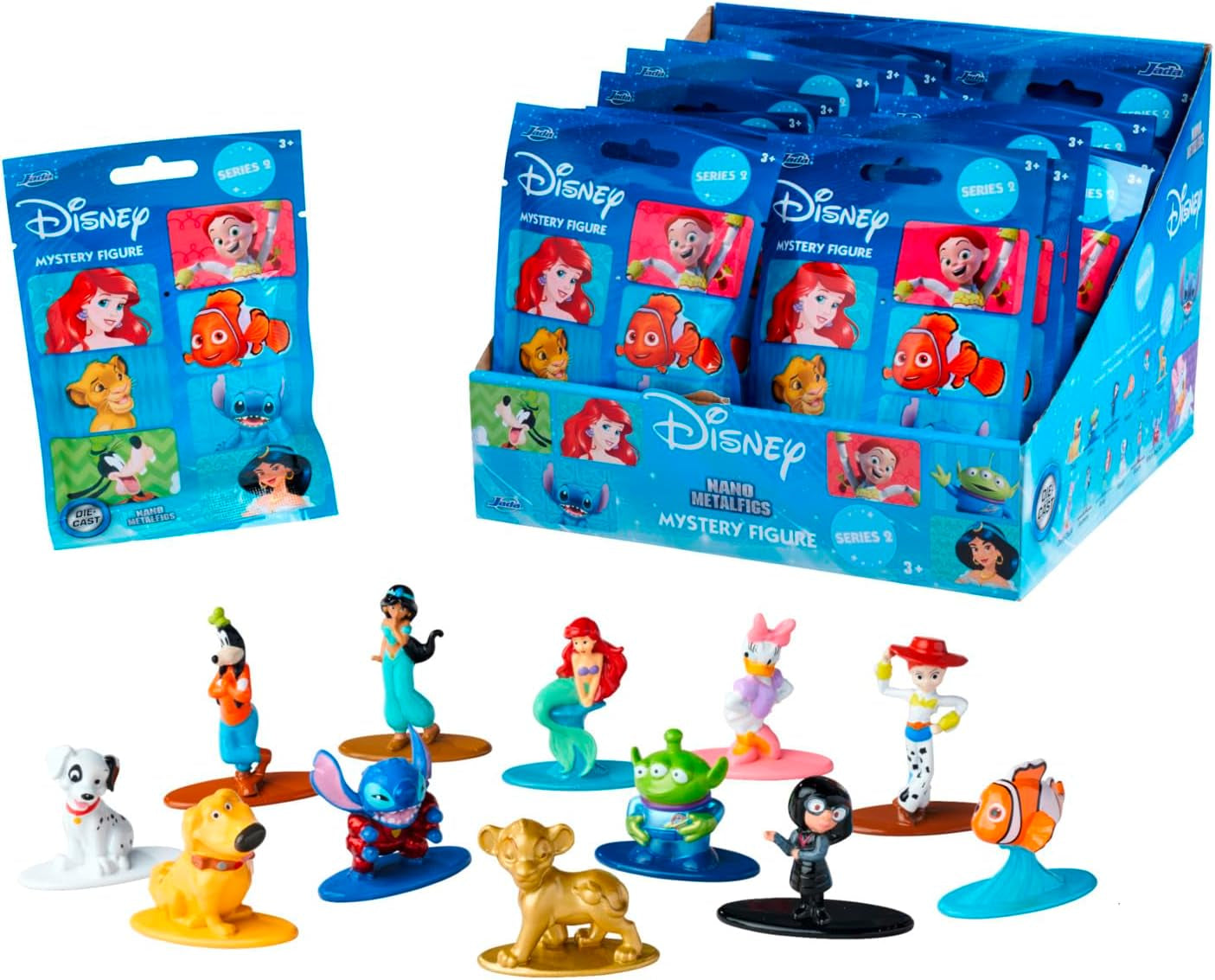 Jada Toys Disney Figure (1X Mystery Figure in Blind Pack) - 1 figura da collezione a sorpresa da 12 personaggi Disney, figura in nano metallo (4 cm) per bambini e fan dai 3 anni in su, serie 2, action figure nere Titolo predefinito di Naty Shop