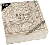 Papstar, 50 tovaglioli "ROYAL Collection" piega 1/4 40 Cm X 40 Cm Mocca "Ornamenti", #19894