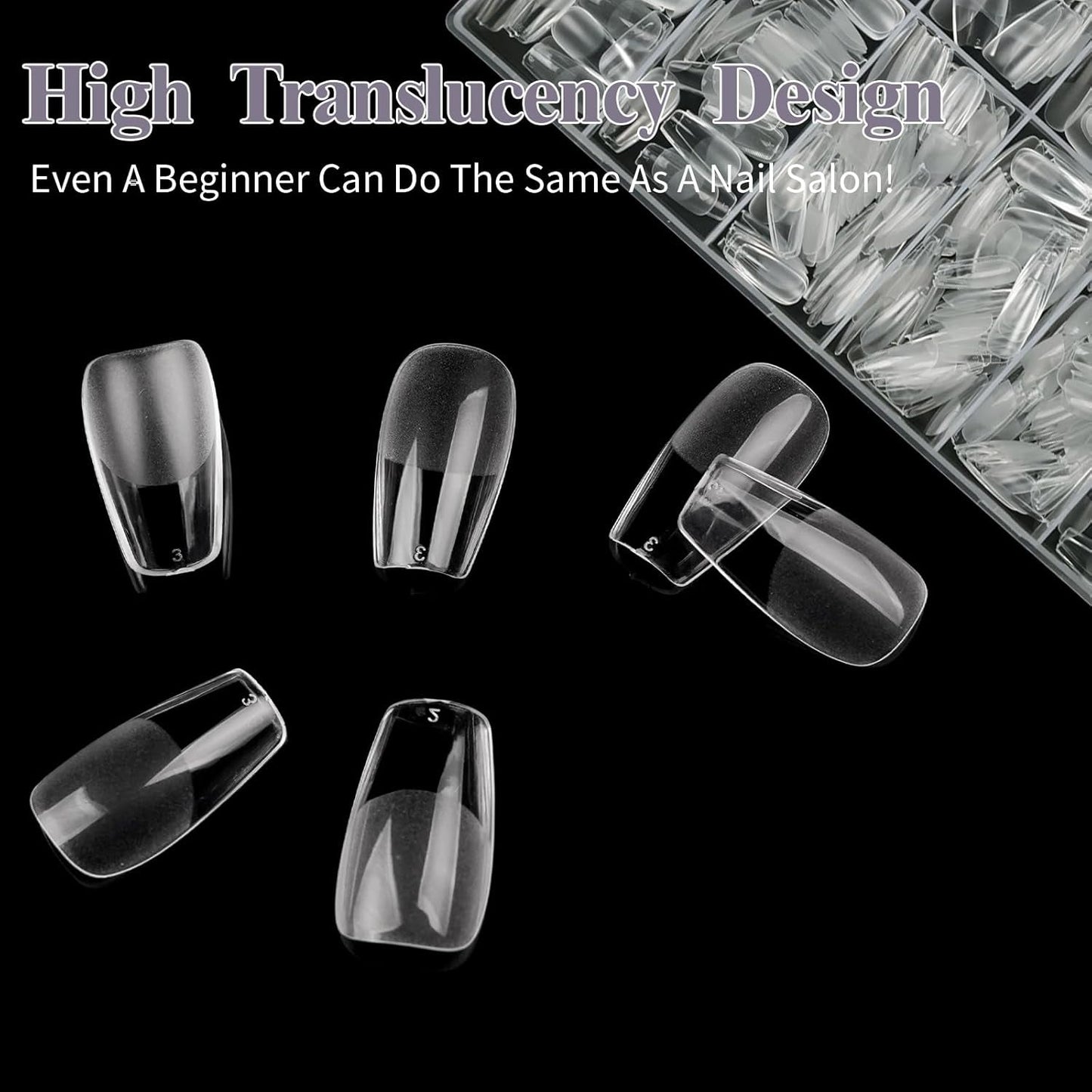 Unghie finte corte Ballerina 500 pezzi Colla su 12 misure Unghie artificiali Punte per unghie corte in gel morbido con copertura completa per unghie in gel Corte S