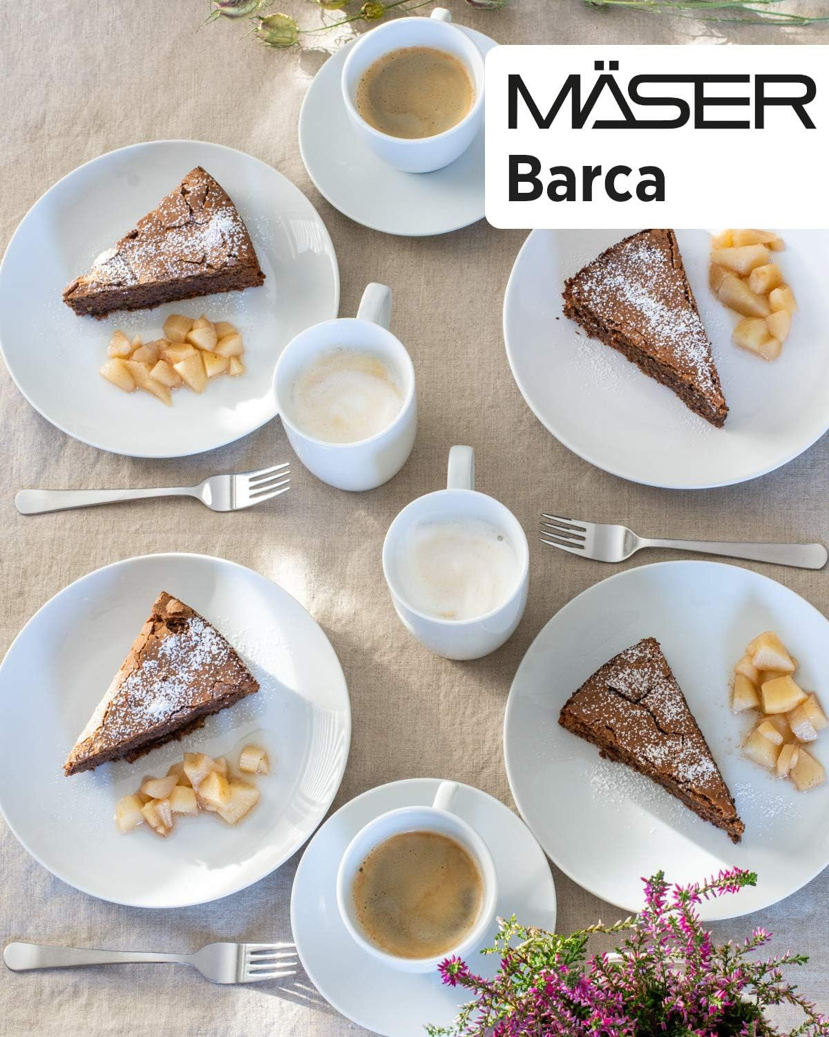 Servizio da tavola Mäser Barca per 6 persone, set da 12, porcellana, bianco