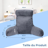 INFANZIA cuscino da lettura ergonomico con braccioli, supporto schienale in memory foam, grigio, M