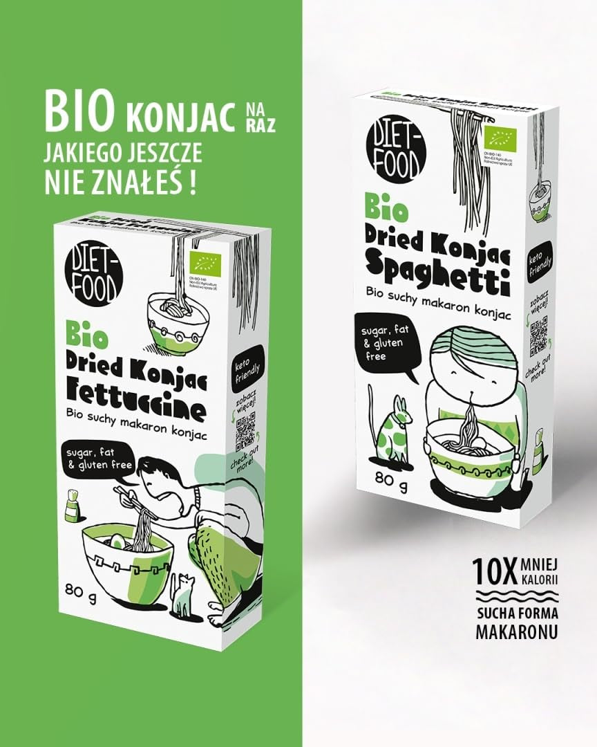 Fettuccine Konjac Shirataki Bio 80g - A basso contenuto calorico e a basso contenuto di carboidrati, senza glutine, a basso contenuto di carboidrati, adatte per diete cheto, con farina di tapioca