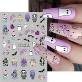 JMEOWIO Adesivo per unghie Halloween Süßer Geisterkürbis 9 Blatt Nail Art Sticker Selbstklebend Nagelaufkleber Dekoration Nageldesign Zubehör