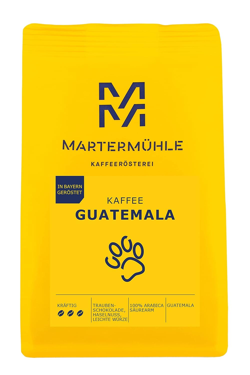 Caffè in grani Martermühle Guatemala 1kg forte | Arabo | Gusti: Nocciola, Spezie leggere, Cioccolato all'uva | Caffè in grani interi tostati chiari, Bassa acidità