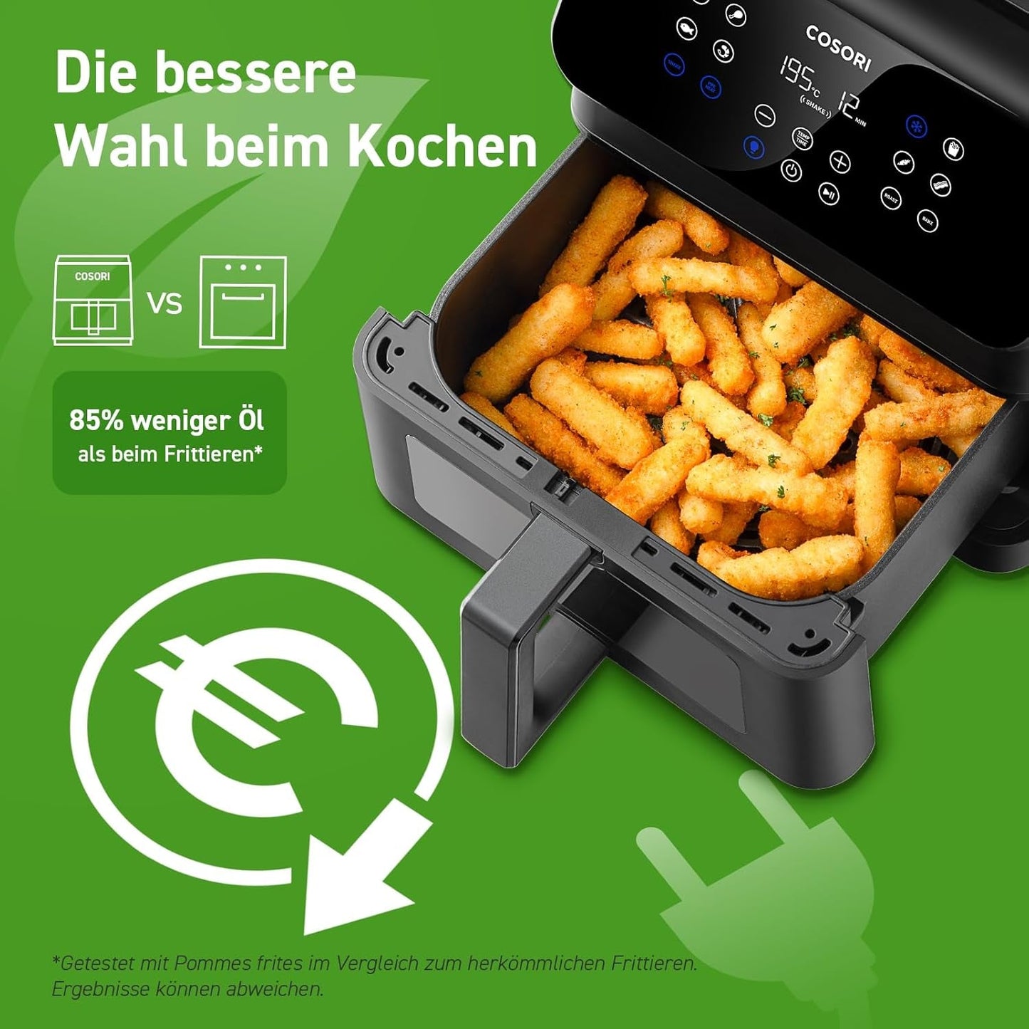 COSORI Friggitrice ad Aria Calda Airfryer, Friggitrice ad Aria XXL 12 in 1 da 6,2 L, Friggitrice ad Aria Calda con Finestra di Visualizzazione e Promemoria di Mescolamento, 80 Ricette Elettrodomestici Naty Shop