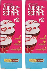 Decocino Scritta Zucchero Rosso - Scritta Colorante Alimentare - Pratico Tubo per Etichettare Fondente e Glassa - Decorazioni da Forno per Torte, Torte e Cupcakes! (Confezione da 2)