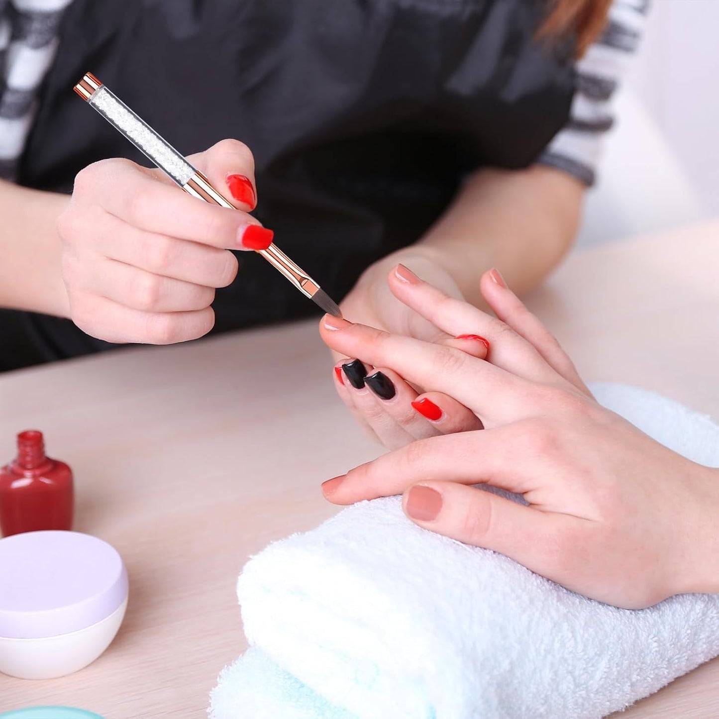 6 pennelli per unghie con cappuccio Gel UV per unghie Pennello per unghie acrilico Pennello per gel per unghie Set parziale di pennelli per nail art