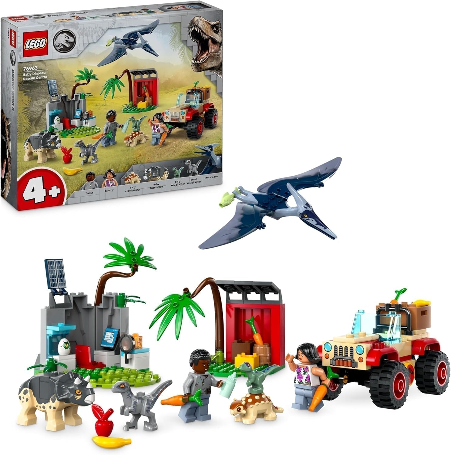 LEGO Jurassic World Rescue Center per cuccioli di dinosauro Set con piccoli personaggi di dinosauri tra cui Triceratopo, Anchilosauro e Velociraptor Regalo da costruzione per ragazzi e ragazze di 4 anni 76963 Set da costruzione Besuche den LEGO-Store Singur