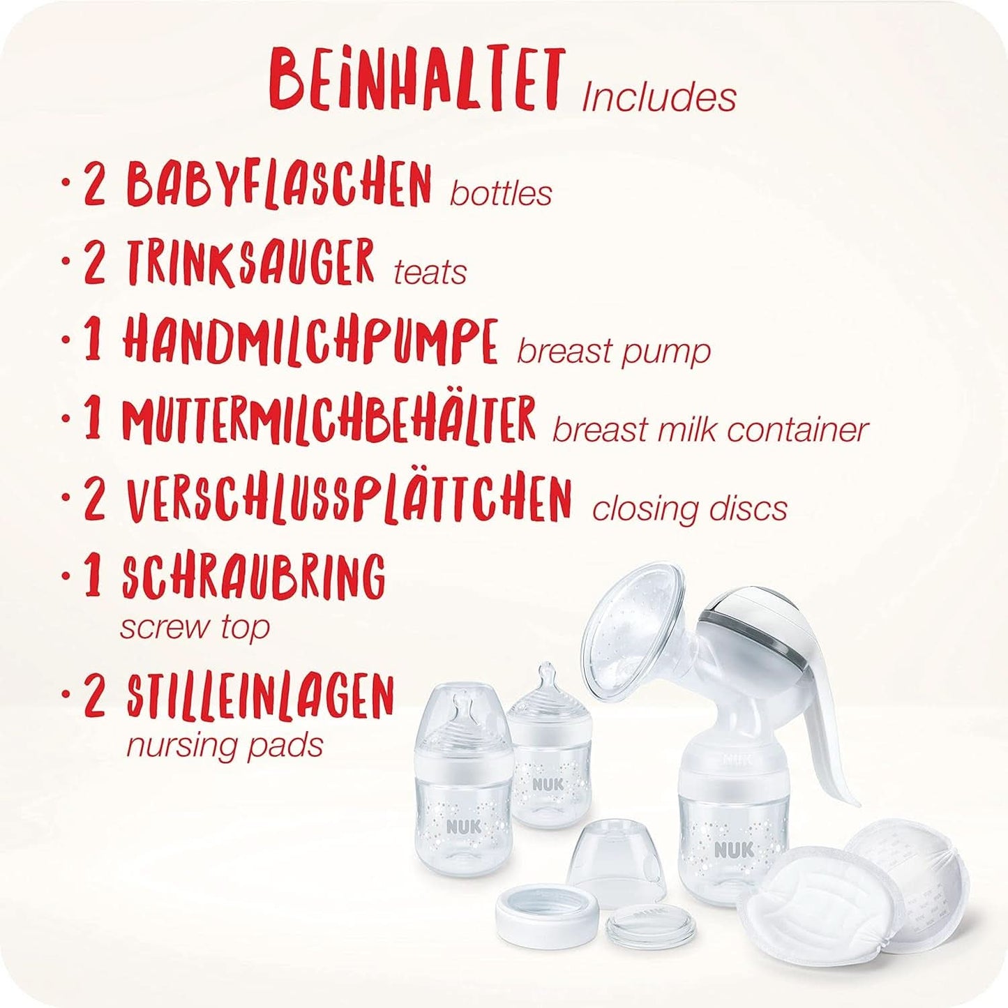 Tiralatte manuale NUK Nature Sense | Set da allattamento con tiralatte manuale, biberon e coppette assorbilatte Ultra Dry Comfort | 6 pezzi Accessori per Alimenti e Allattamento Naty Shop