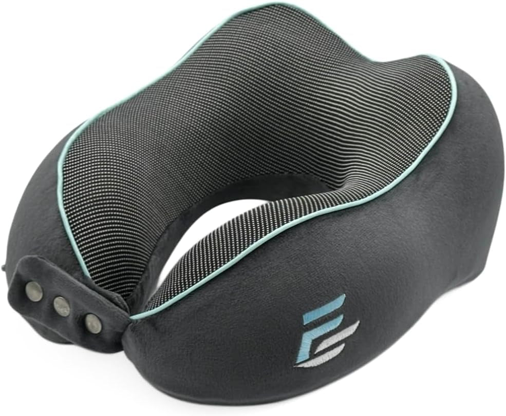 Cuscino collo aereo Flagshipper - cuscino collo adulto - cuscino collo auto - cuscino da viaggio in memory foam - lavabile con schienale stretto (velluto morbido e traspirante) - regolabile, grigio Naty Shop Cuscini ortopedici cervicali
