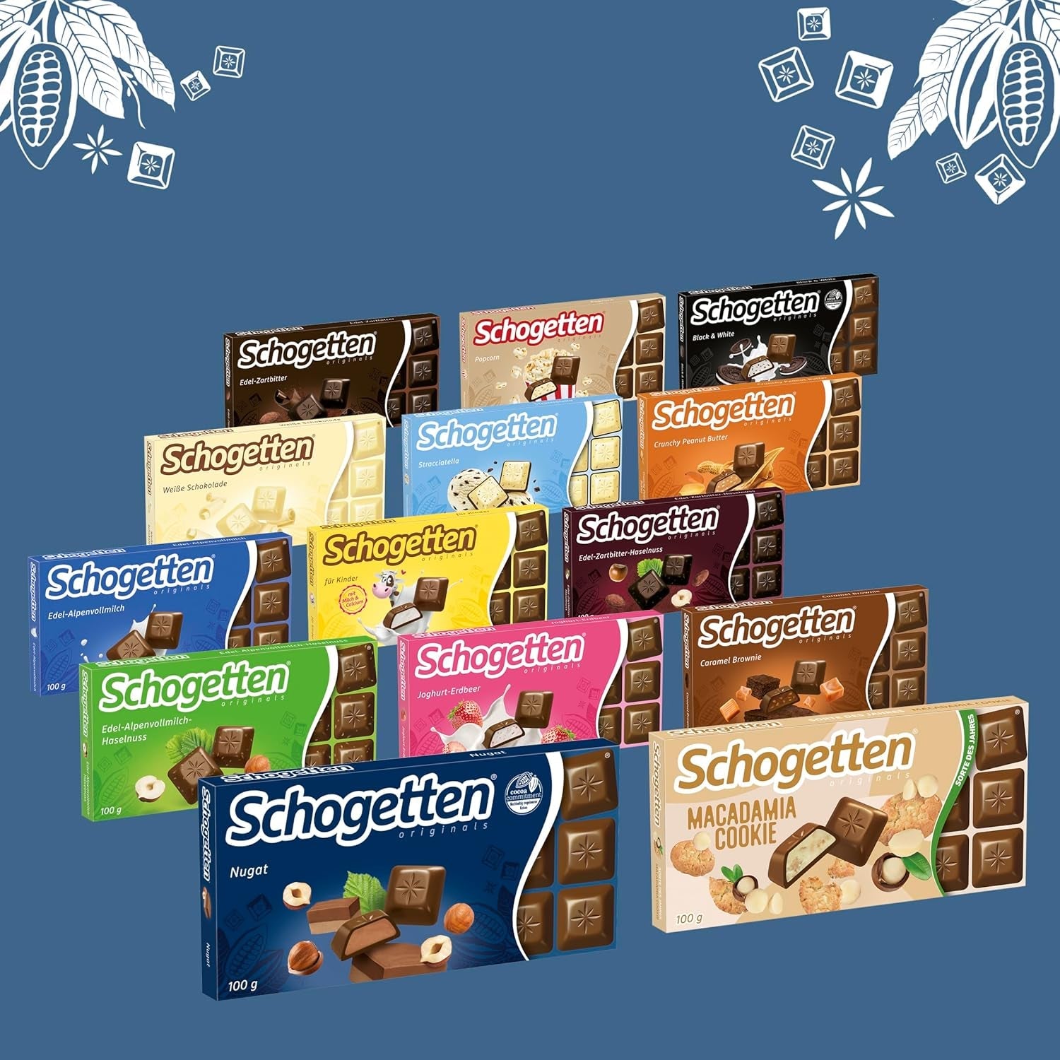 Tavoletta di cioccolato Schogetten Nougat 100g, porzionata singolarmente. Una delizia. Pezzo per pezzo.