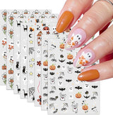 Nagelsticker Halloween, 8 Blätter Halloween Nagelsticker, Kürbis Nail Sticker, Nail Art, Nagel Charms, Nagel Zubehör, Nageldesign, Natale (tipo A)