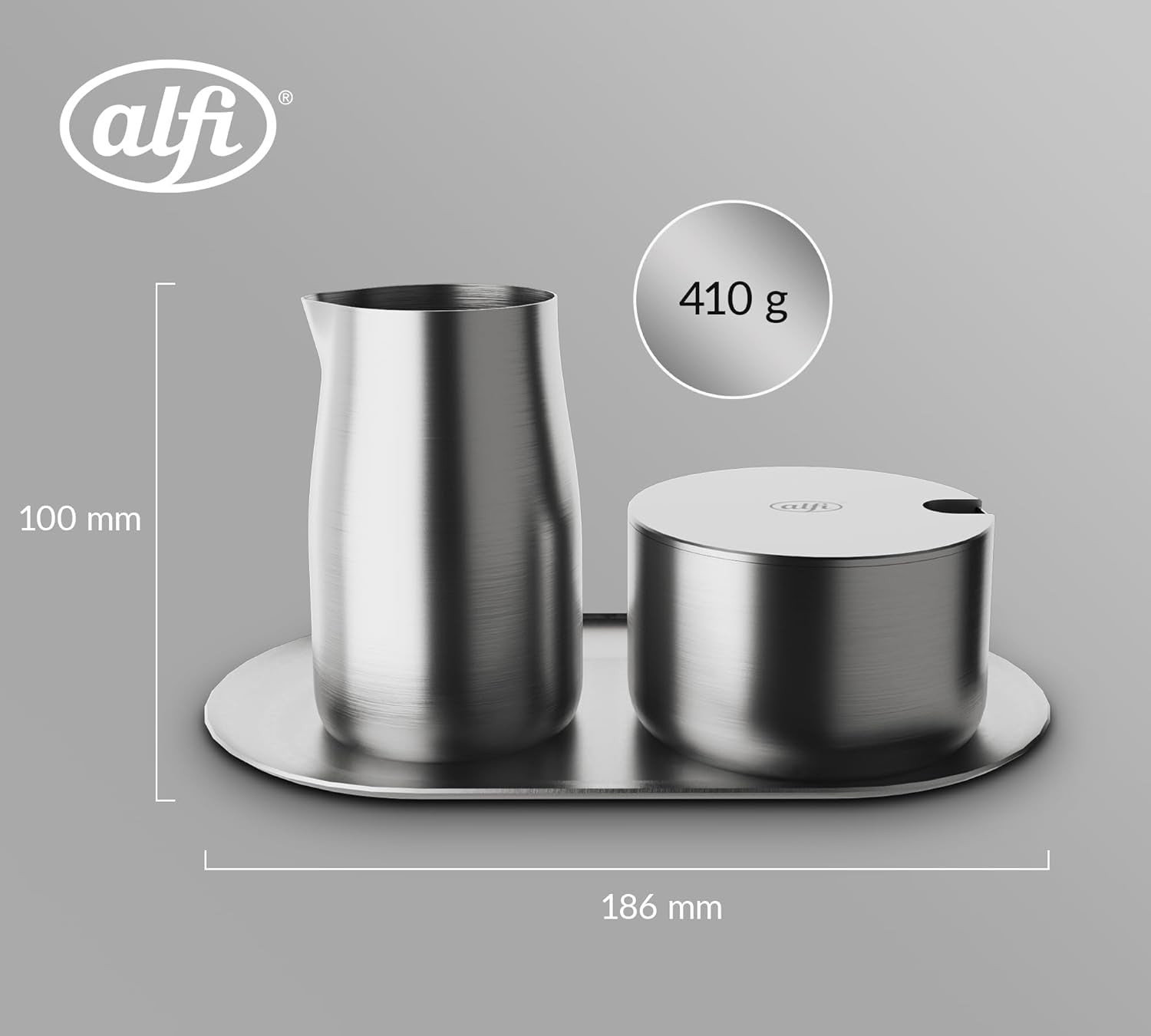 alfi SET LATTE E ZUCCHERO, finitura opaca, set latte e zucchero in acciaio inossidabile di alta qualità, design elegante, lavabile in lavastoviglie, durevole