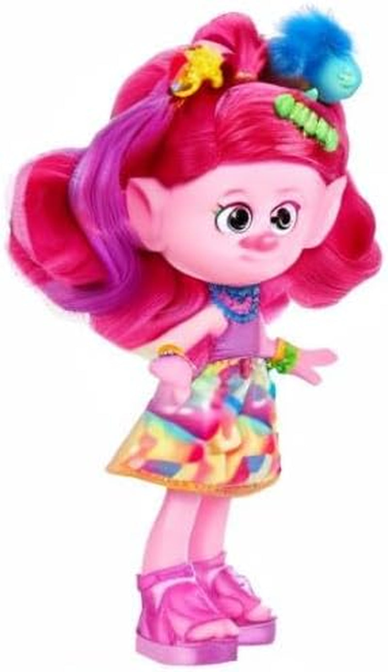 Mattel DREAMWORKS TROLLS Together Strong - Bambola alla moda Hair-Tastic Queen Poppy - 15+ accessori, pettine glitterato, gel glitterato lavabile, dai 3 anni in su, bambole HNF25 Naty Shop