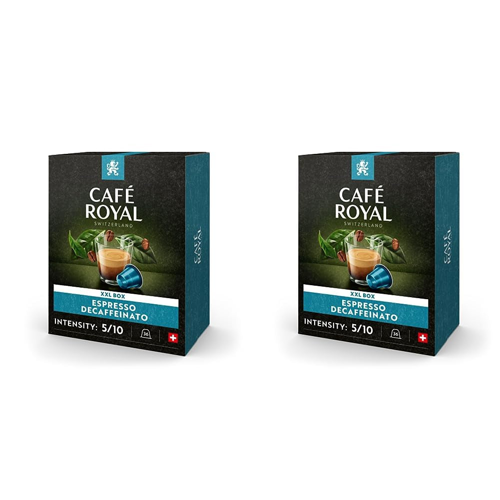 Café Royal Espresso Decaffeinato 36 capsule per macchina da caffè Nespresso - Intensità 5/10 - Capsule per caffè zertifiziate UTZ in alluminio (confezione con 2)