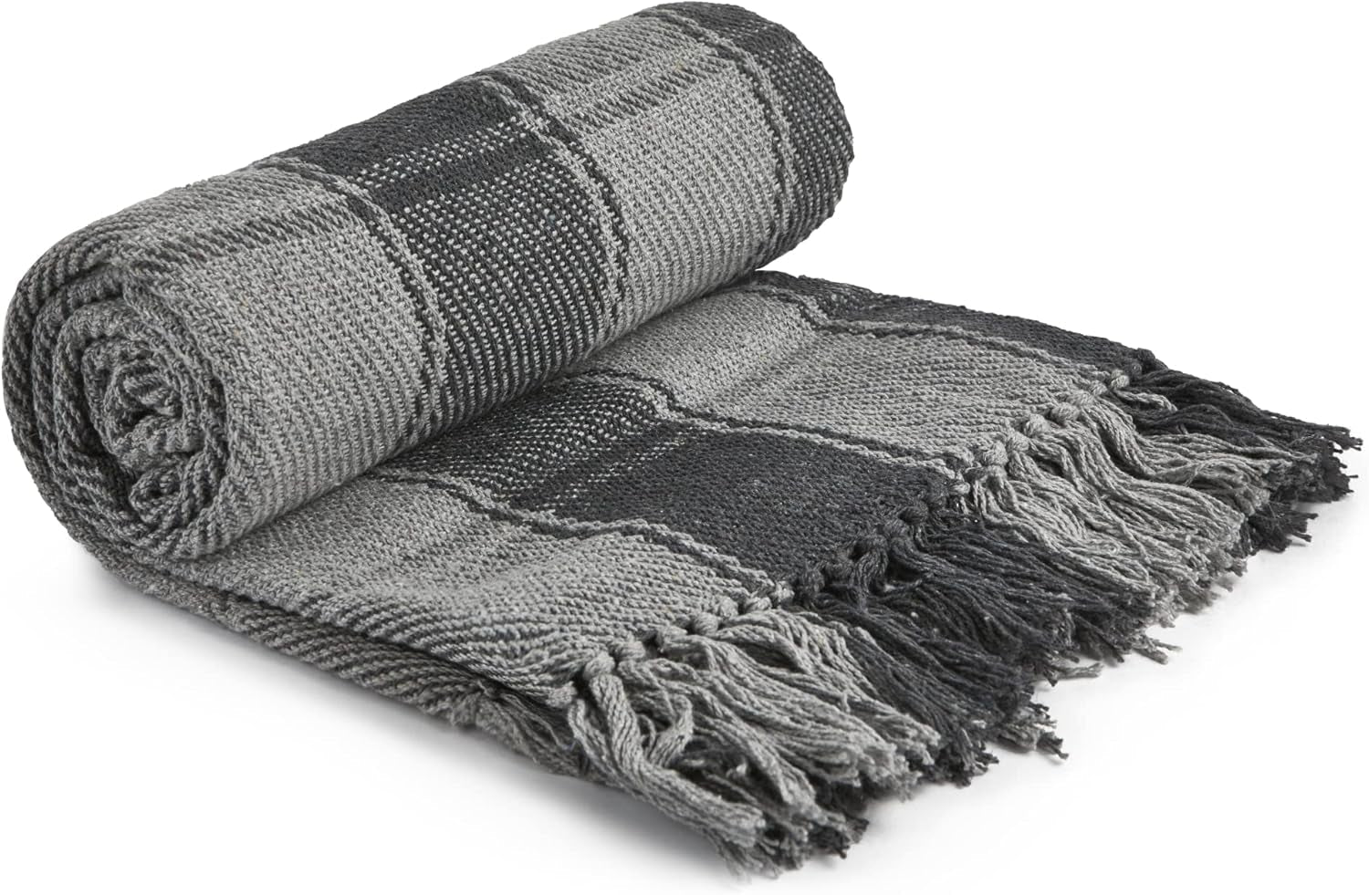 Plaid Frisco, Cotone riciclato, Tradizionale, Plaid, Per sedia, divano, divano, plaid, coperta, Antracite, 127 X 152 Cm Emma Barclay Letti e Piumini Antracite 50X60" (127X152 Cm)