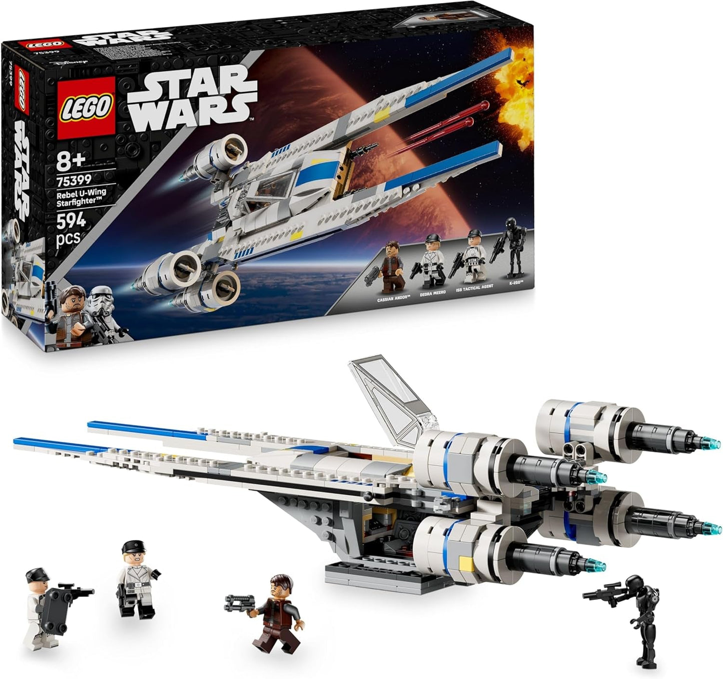 LEGO Star Wars 75399 Rebel U-Wing Starfighter - Giocattolo con funzione di ala oscillante e 3 minifigure tra cui Cassian Andor e il droide K-2SO - Regalo per ragazzi dagli 8 anni in su e fan di Andor stagione 2 Set di costruzione Beuche den LEGO-Store Titolo predefinito