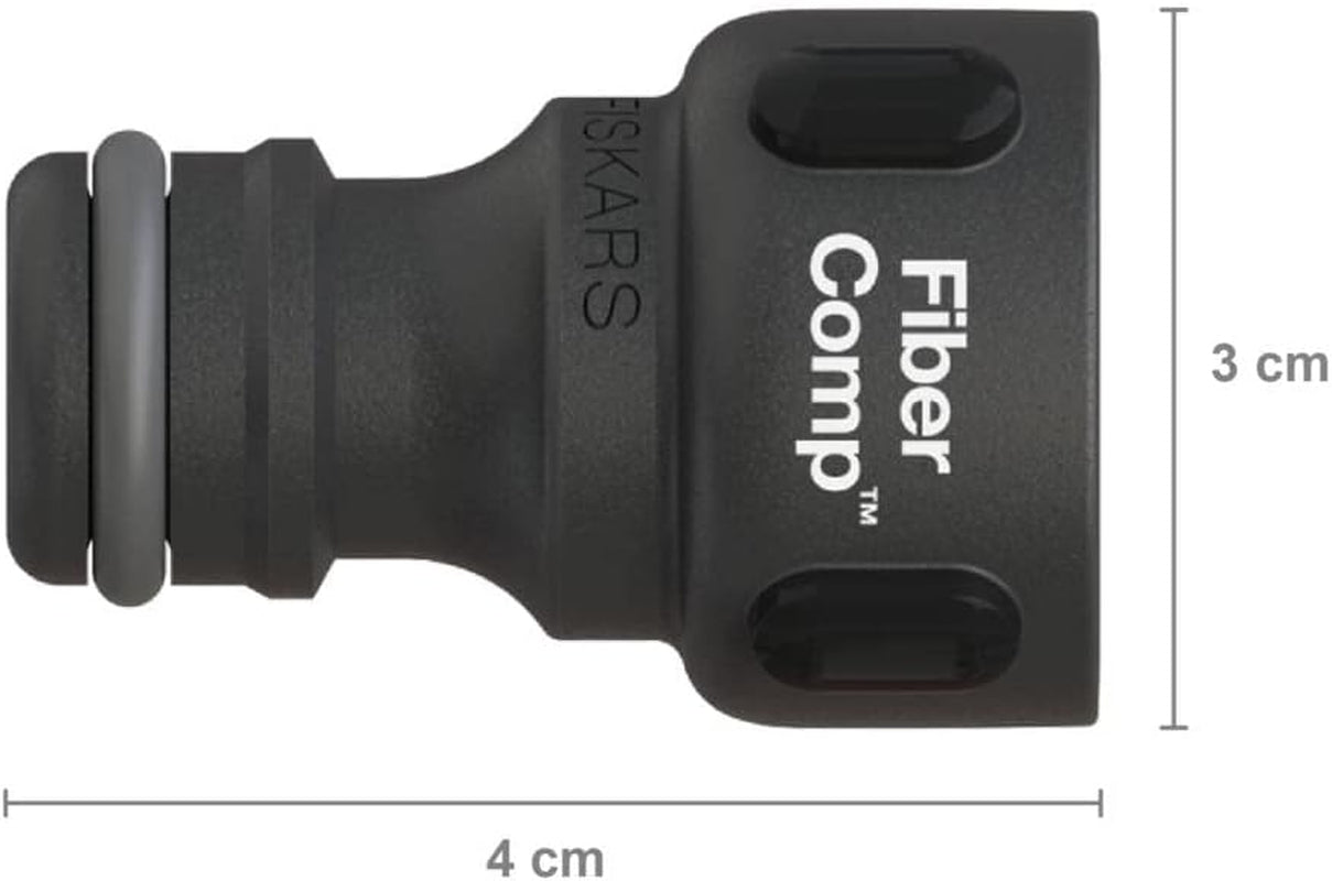 Fiskars Connettore per rubinetto, per rubinetti, Ø 21mm (G 1/2"), FiberComp, misura universale, 10g, Nero/Arancione, 1027053