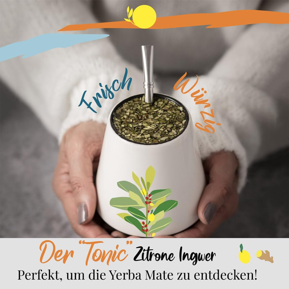 ORIGEENS BIO YERBA MATE CON LIMONE E ZENZERO 200 G - Il tè energizzante I Tè Yerba Mate biologico, non tostato, foglie, senza gambi e polvere