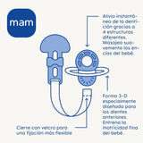 Anello da dentizione MAM, da 2 mesi in su, sollievo immediato in caso di eruzione successiva, extra leggero e facile da impugnare e tenere, include fibbia, facile da pulire, neutro, 1 pezzo