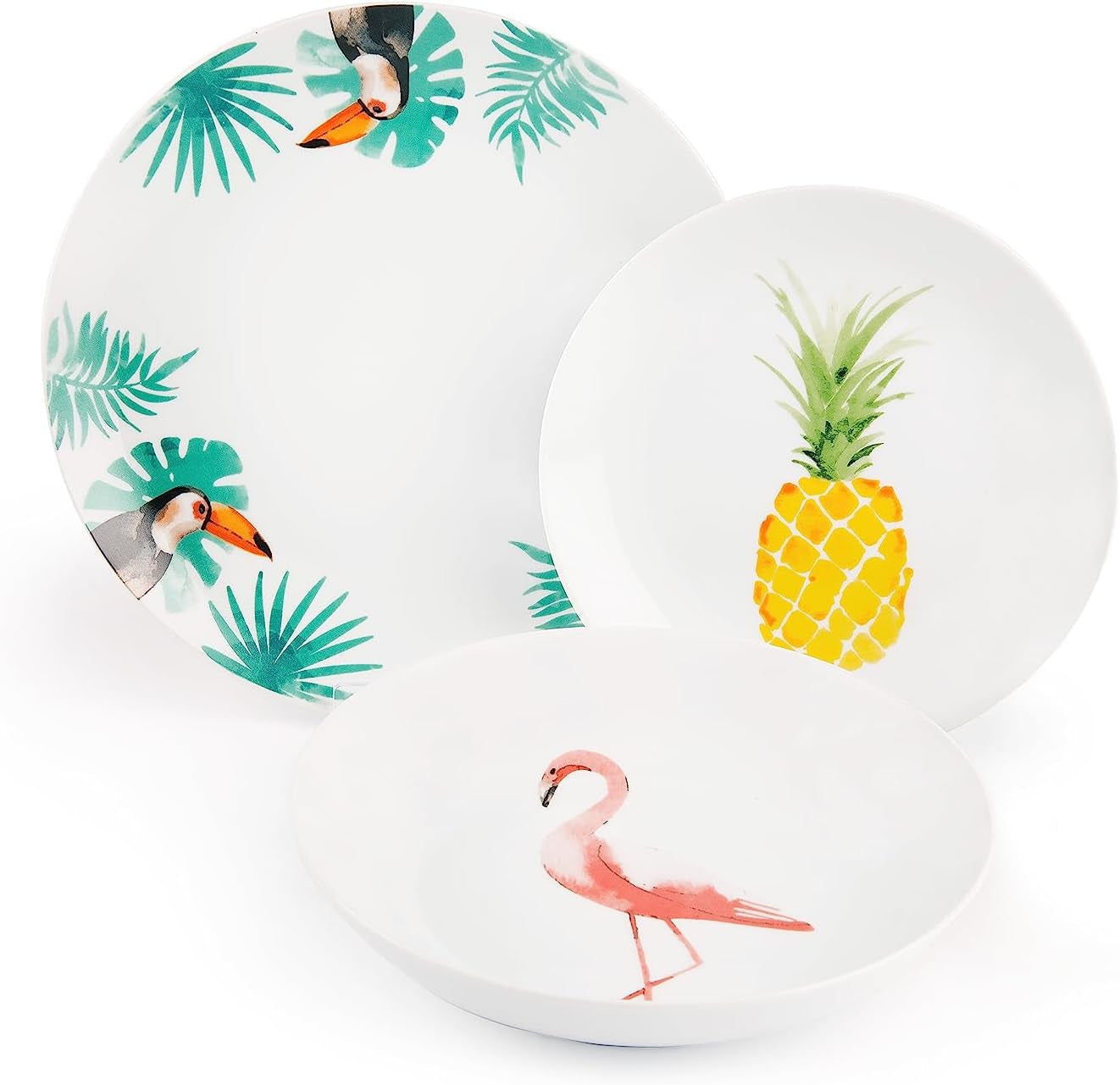 Servizio tavola Excelsa Tropical, 18 pezzi, porcellana, bianco con decoro
