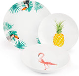 Servizio tavola Excelsa Tropical, 18 pezzi, porcellana, bianco con decoro