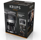 Macchina per caffè espresso Krups KM8328 Macina con macinino | timer 24 ore | Contenitore per cereali 180 g | Capacità 1,25 l per un massimo di 15 tazze di caffè | Funzione di spegnimento automatico | 3 impostazioni di macinatura | Nero