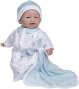 JC Toys Set Bambolina Caucasica La Baby - Bambola Morbida Lavabile da 28 cm, Completo Rosa Staccabile con Cappello, Coperta e Ciuccio, per 12 Mesi e Oltre Naty Shop Dolls Singola Caucasica, Blu