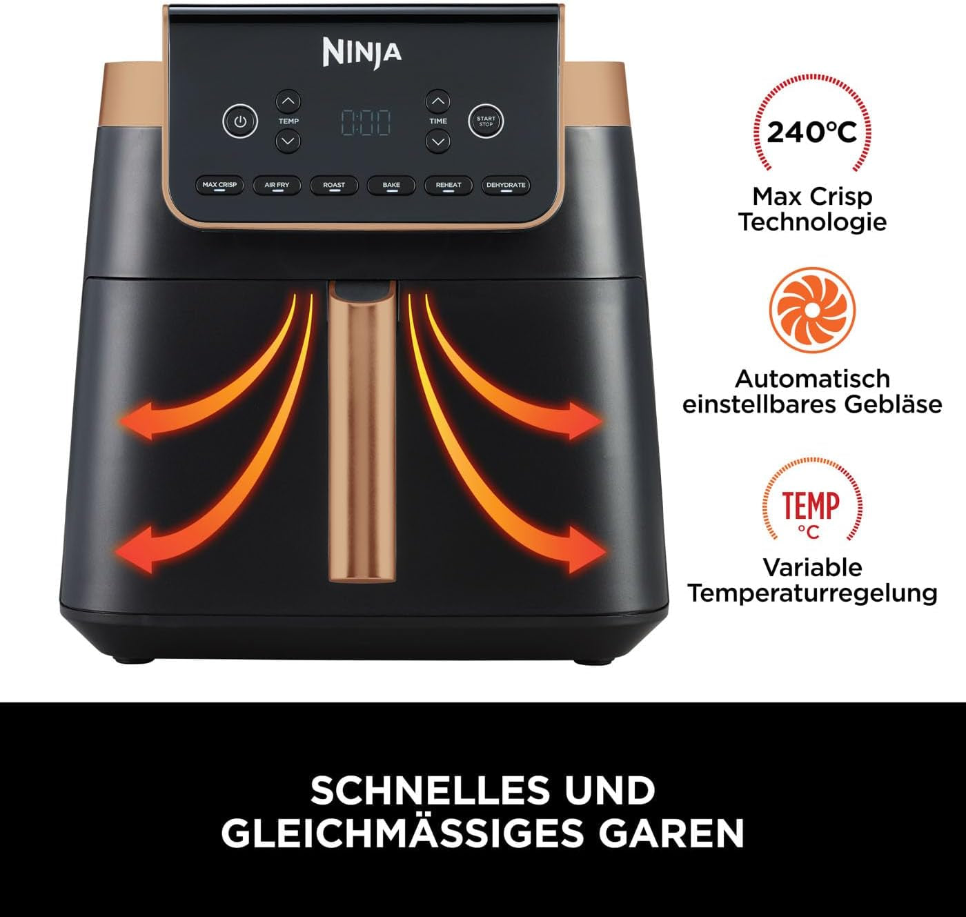 Friggitrice ad aria Ninja MAX PRO AF180EUCP, 6,2 litri, senza olio Naty Shop Appliances