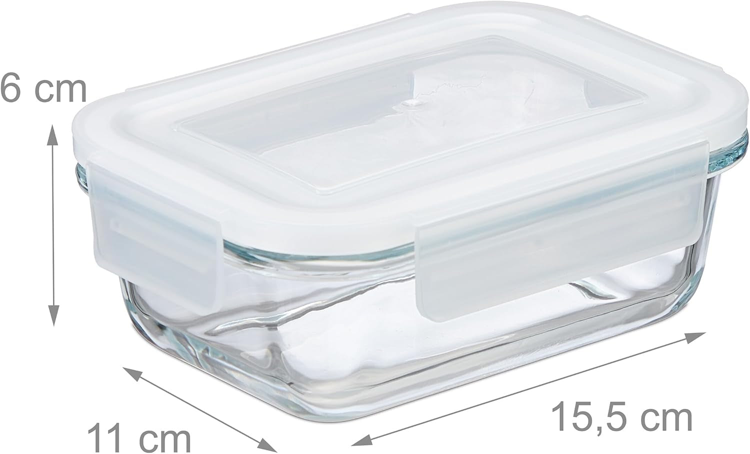 Relaxdays Contenitori in Vetro con Coperchio, Set da 6, 370ml, Contenitori per Alimenti, Coperchio in Plastica, Chiusura Ermetica, Barattolo di Vetro, Scatole Trasparenti per Alimenti Naty Shop