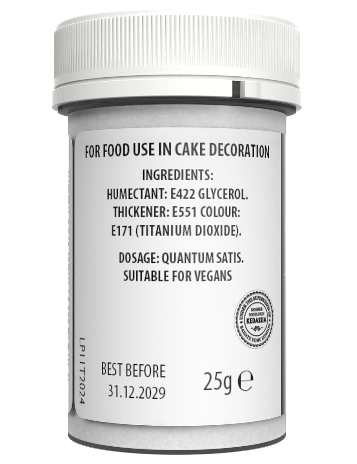 Colorante alimentare bianco Sugarflair per pasta, colorante alimentare per pasta, fondente e marzapane, colorante per pasta - 25g